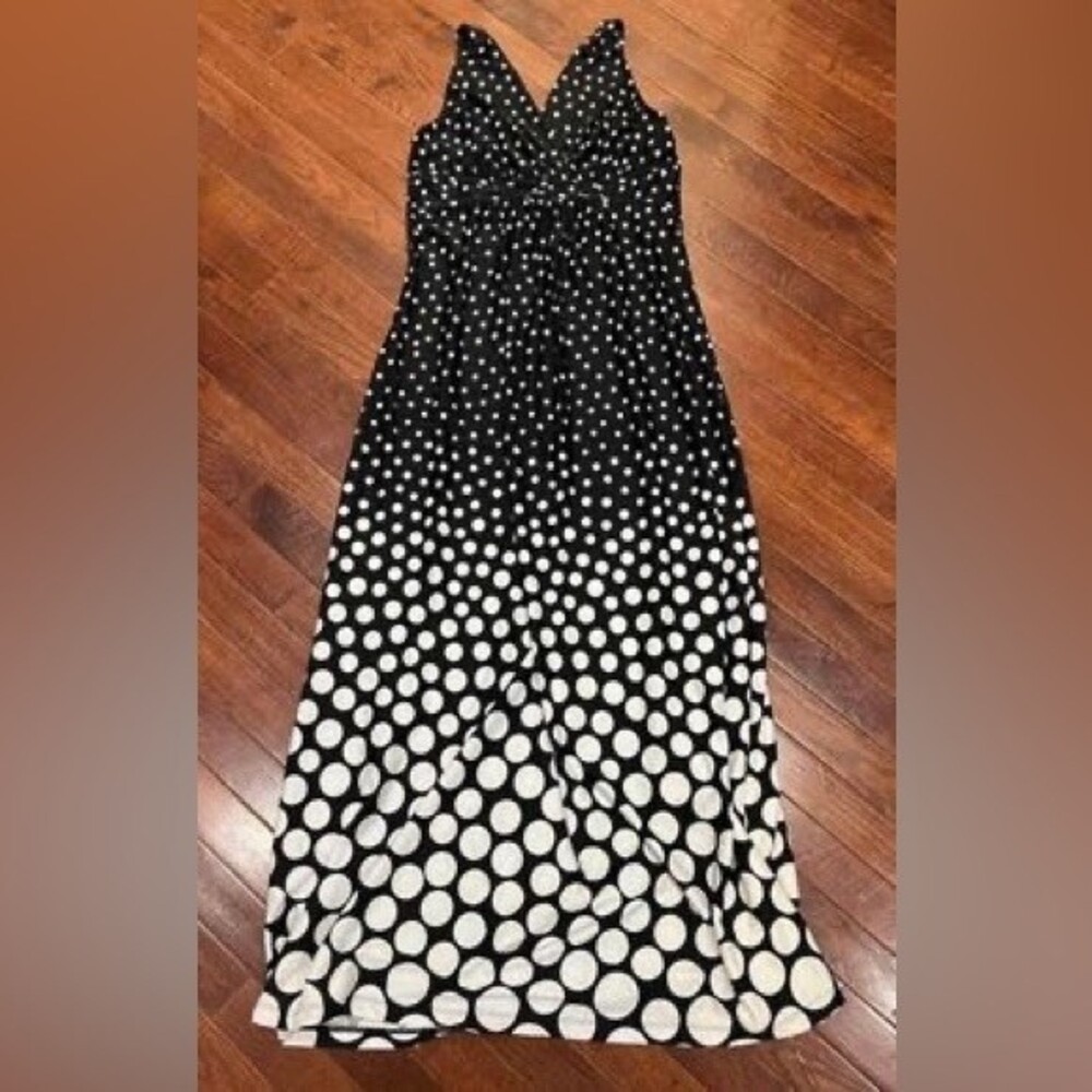 Metaphor black and white falling polka dots maxi dress size small - Picture 3 of 6